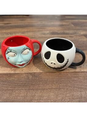Disney Nightmare Before Christmas Jack & Sally Sculpted Mug Set Couples Gift